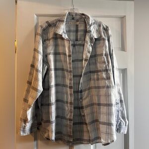 Blue and White Plaid Button-Up Shirt Lucky Brand L